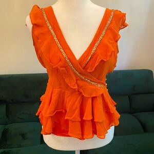 Gauzy sparkling blouse with removable satin camisole